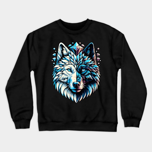 Wolf Crystal Crewneck Sweatshirt by Graceful Designs